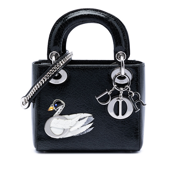 Dior Handbags - Pre-Loved Dior Mini Deerskin Ceramic Effect Jeweled Swan Lady Dior